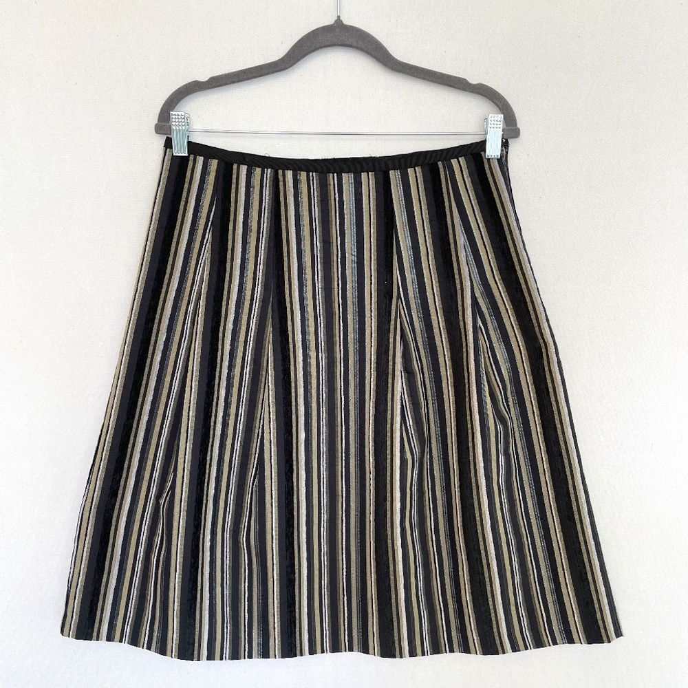 TREVAN Women's Size 6 Velvet Trimmed Vertical Stripe A-line Full Skirt